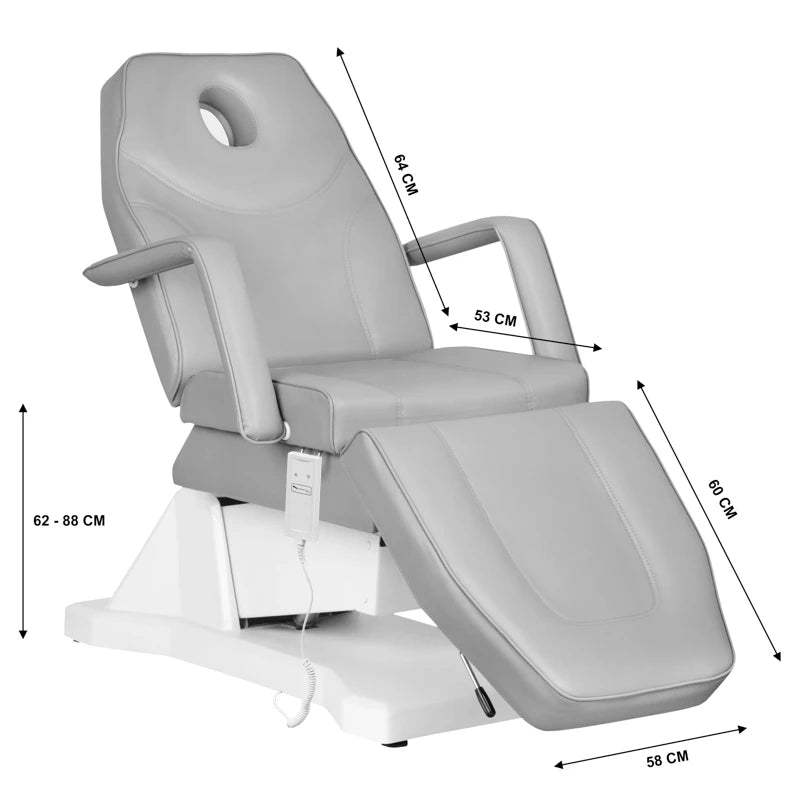 Kosmetoloģijas krēsls - kušete SOFT, 1 motors, pelēka