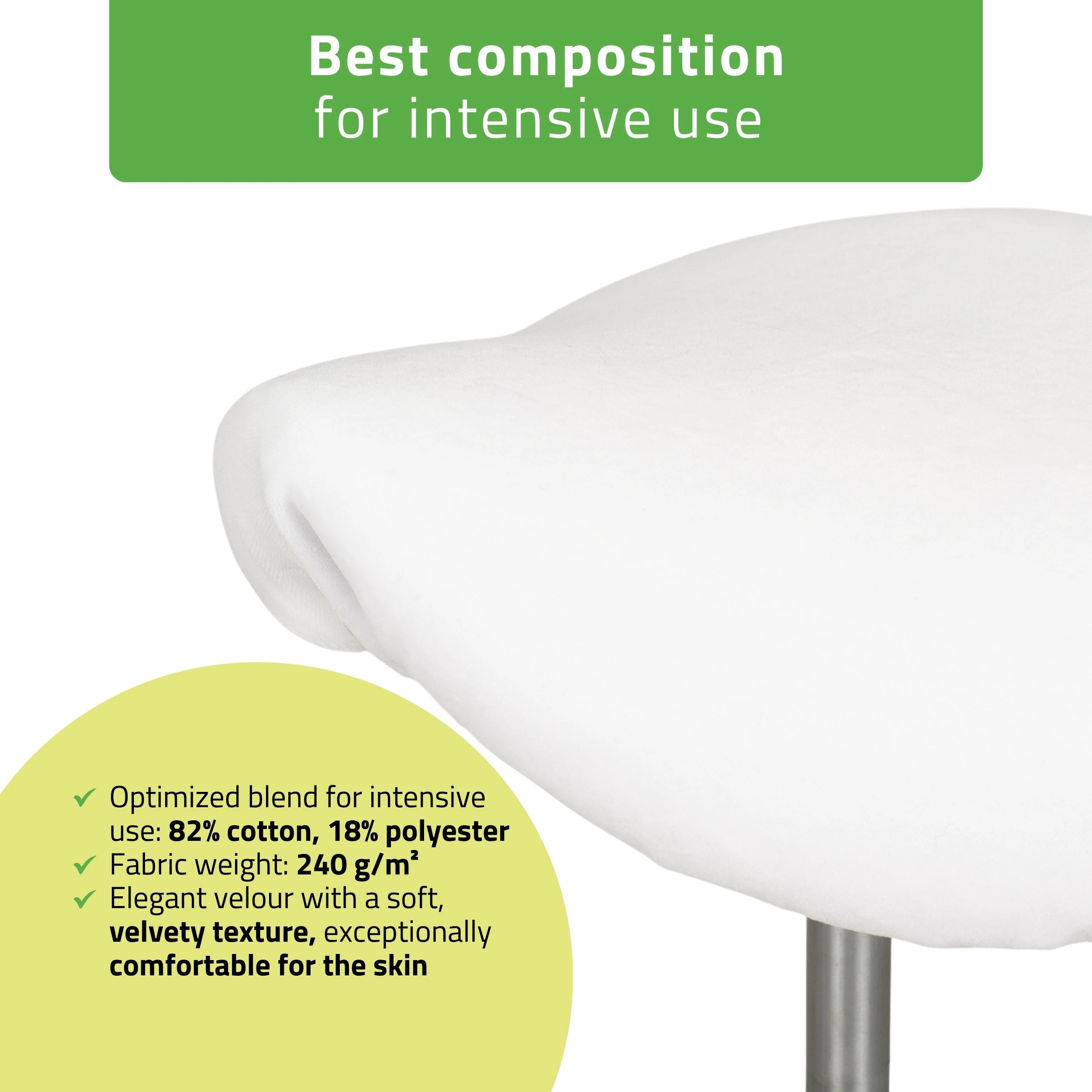 Velour cover with elastic for stool, diameter 60 cm white