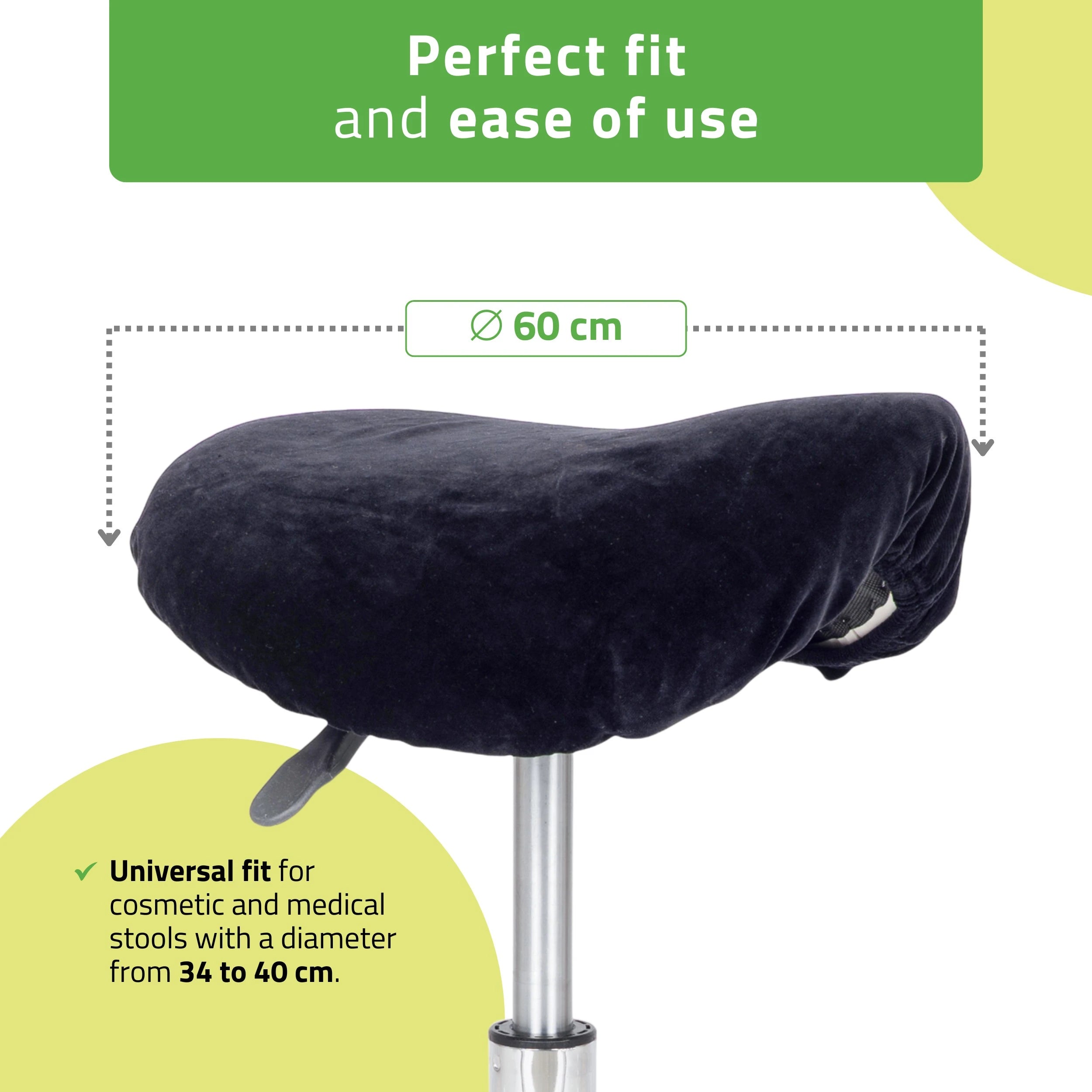 Velūra pārvalks taburetei ar gumiju, diametrs 60 cm, melns