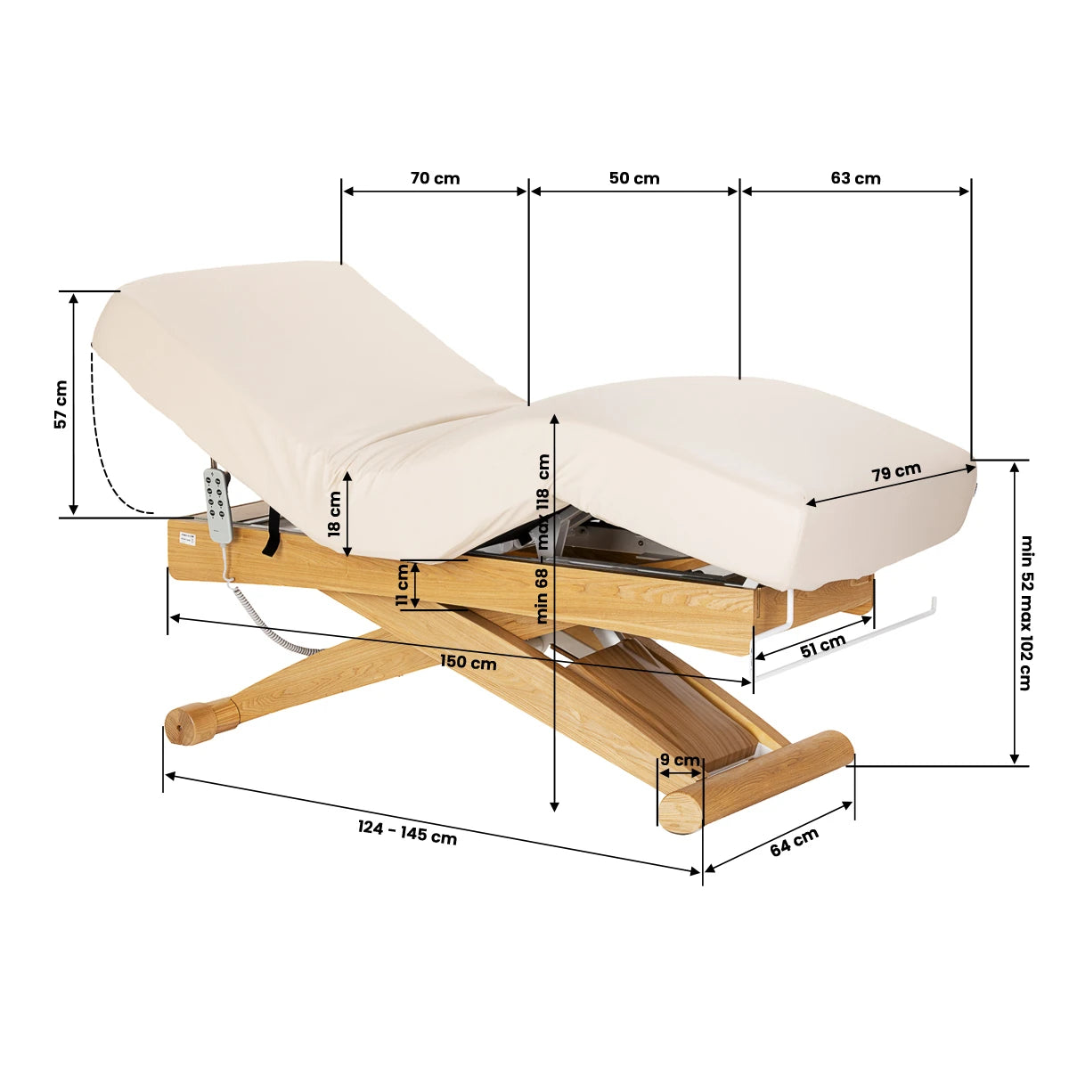 Sillon SPA behandelstoel Siesta, crème met lichtbruine voet