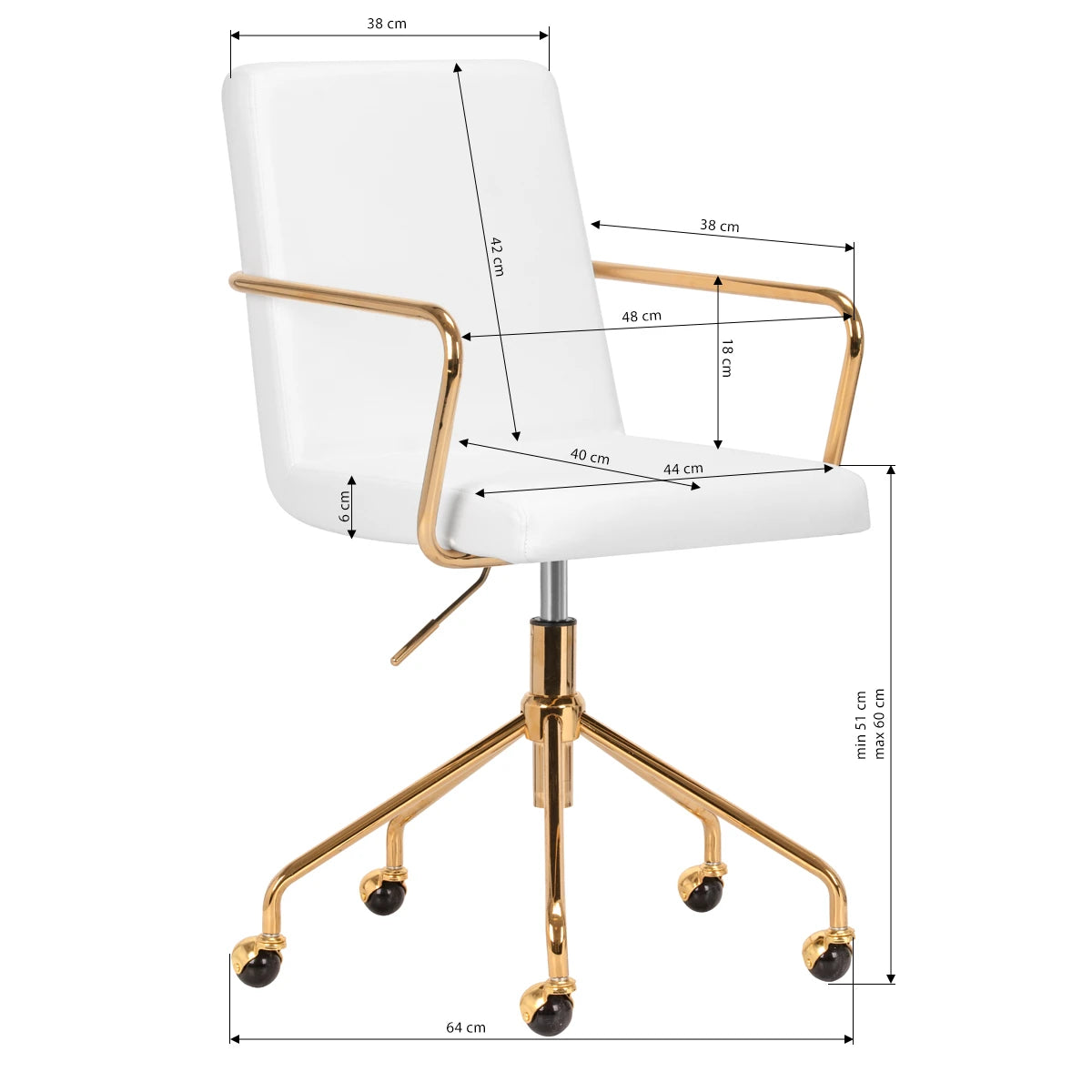 Cosmetic chair QS-OF211G, gold-white