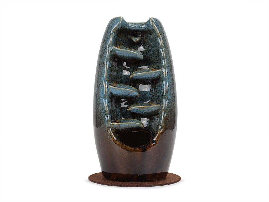 Keramische wierookbrander 'WATERFALL', blauw