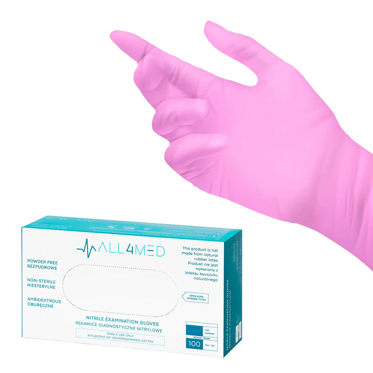 All4med disposable nitrile gloves pink S 10 x100pcs