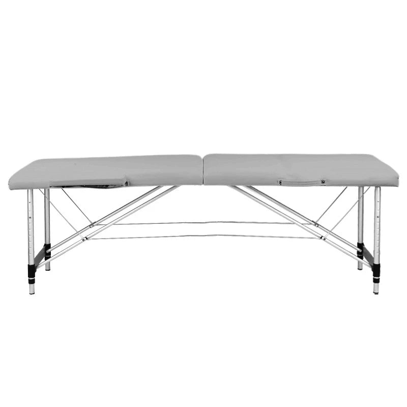 pliant table de massage, aluminium, 2-section, gris, comfort
