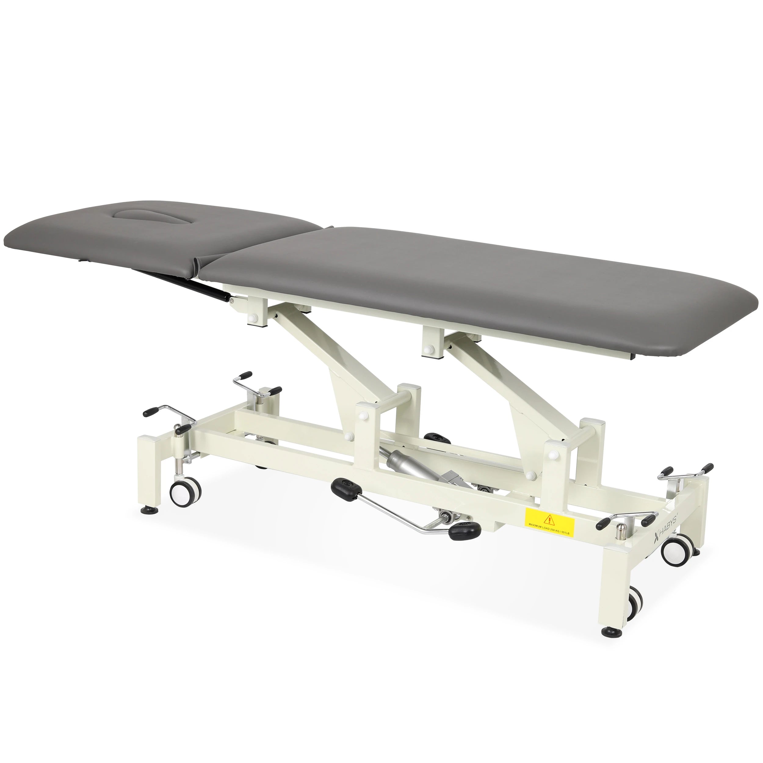 Ultima H2 therapy table, hydraulique adjustment, wheels, PVC gris