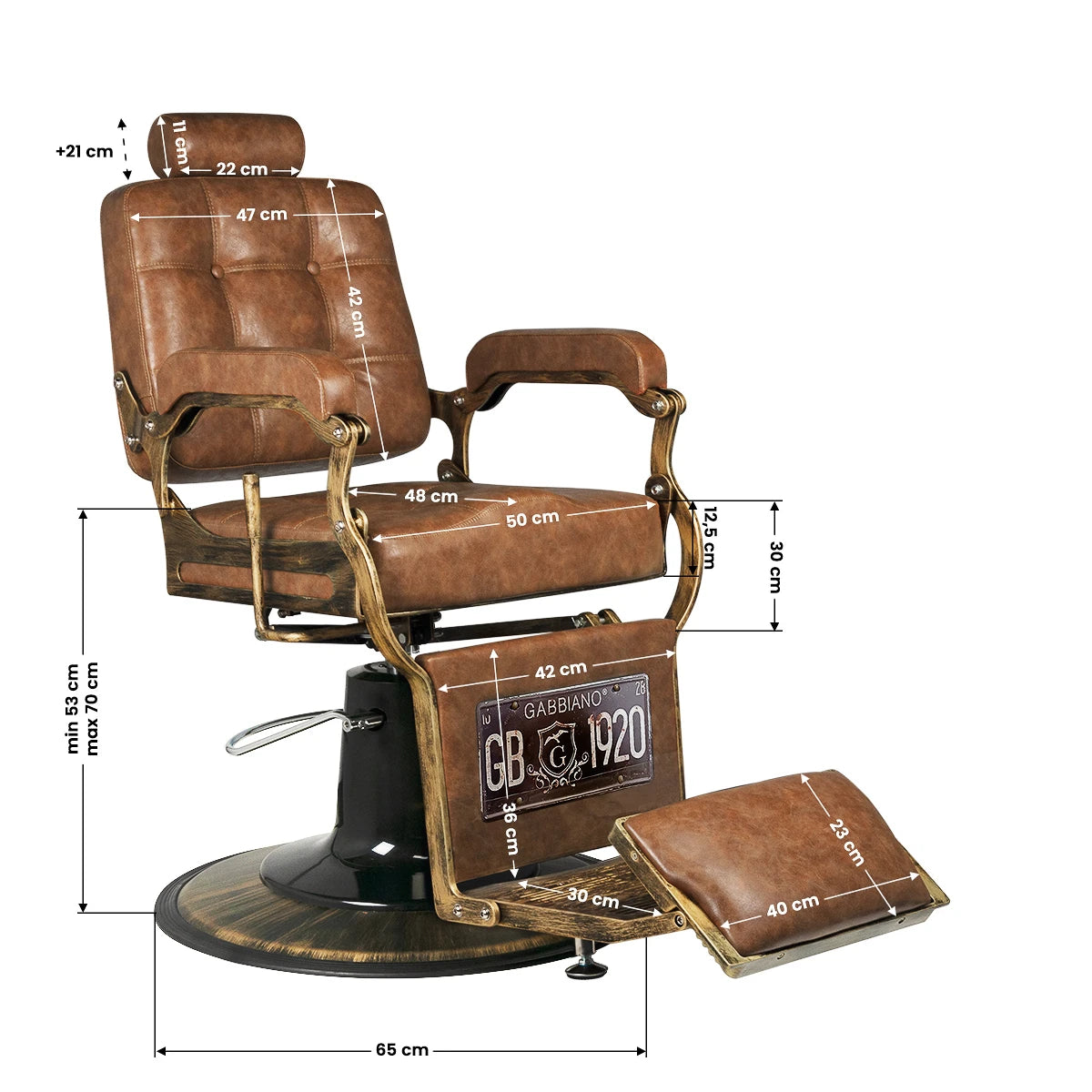 Парикмахерское-барбер кресло Gabbiano Boss Old Leather, светло-коричневое