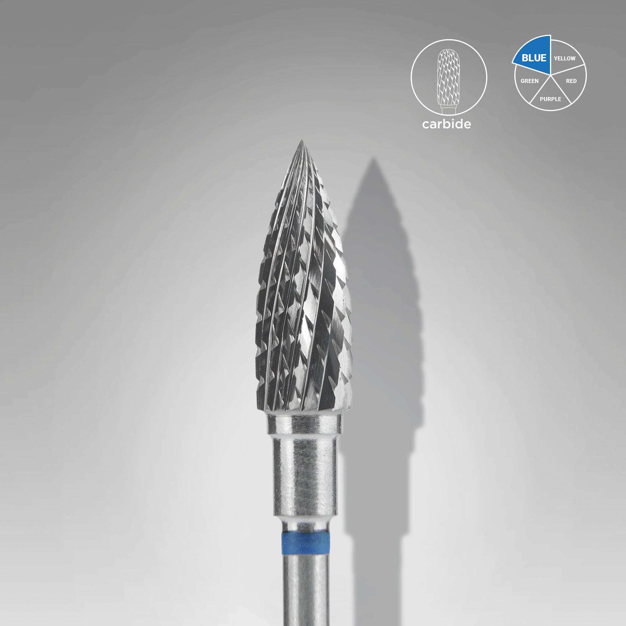 STALEKS EXPERT Carbide nail drill bit flame blue, head diameter 5 mm, working part 13,5 mm - blue / medium