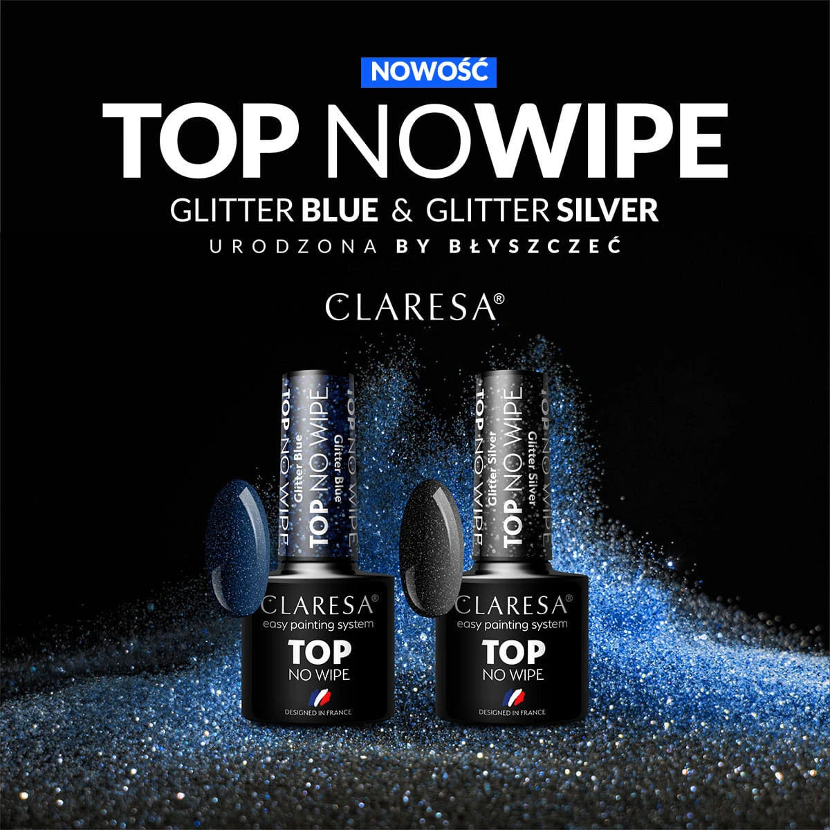 CLARESA TOP NO WIPE GLITTER SILVER 5ML