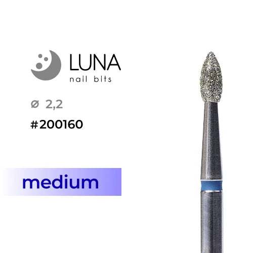 Luna Bits Dimanta frēzes uzgalis Liesma, 2,2-5 mm, zila, vidēja granularitāte