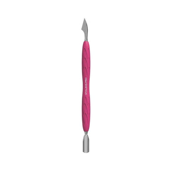 STALEKS Maniküre Pusher Gummy mit Silikongriff UNIQ 10 TYPE 3, abgerundeter schmaler Pusher und Reiniger