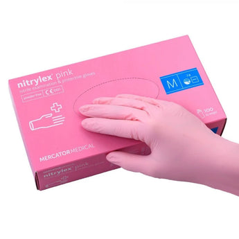 Nitrylex® Einweg-Nitrilhandschuhe, puderfrei, M, Rosa, 100 Stück