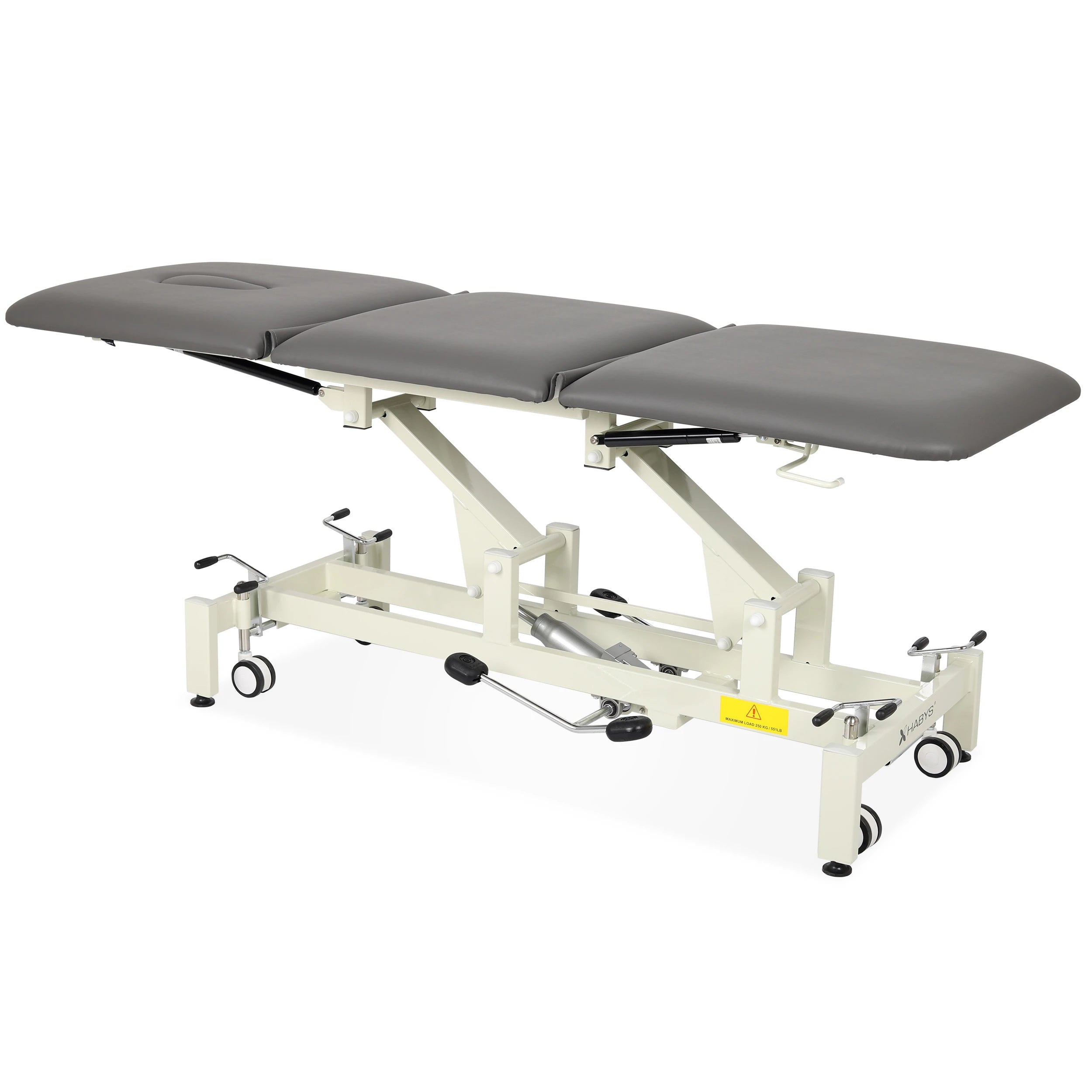 Ultima H3 Elektrische Therapieliege, hydraulische Verstellung, Rollen, PVC grau