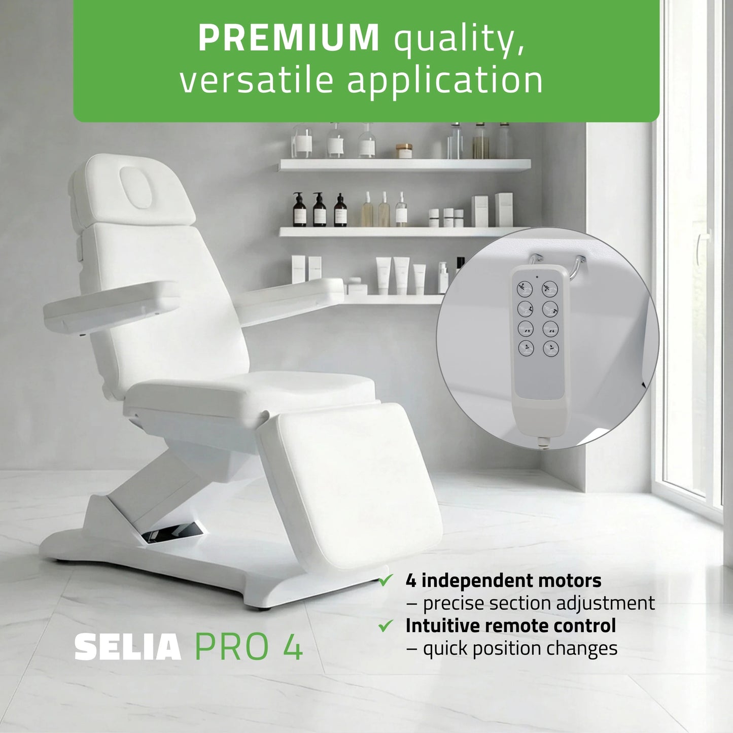 Electric beauty chair Selia PRO 4 Touch Core k301 white