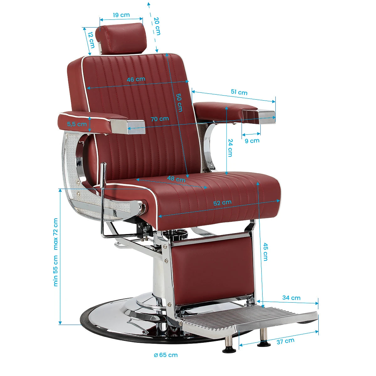 Gabbiano Visionerio barber chair red chrome frame