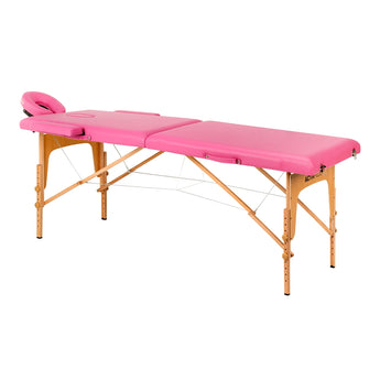 ACTIVFIZJO Comfort taitettava hierontapöytä puinen 2-osainen, pinkki