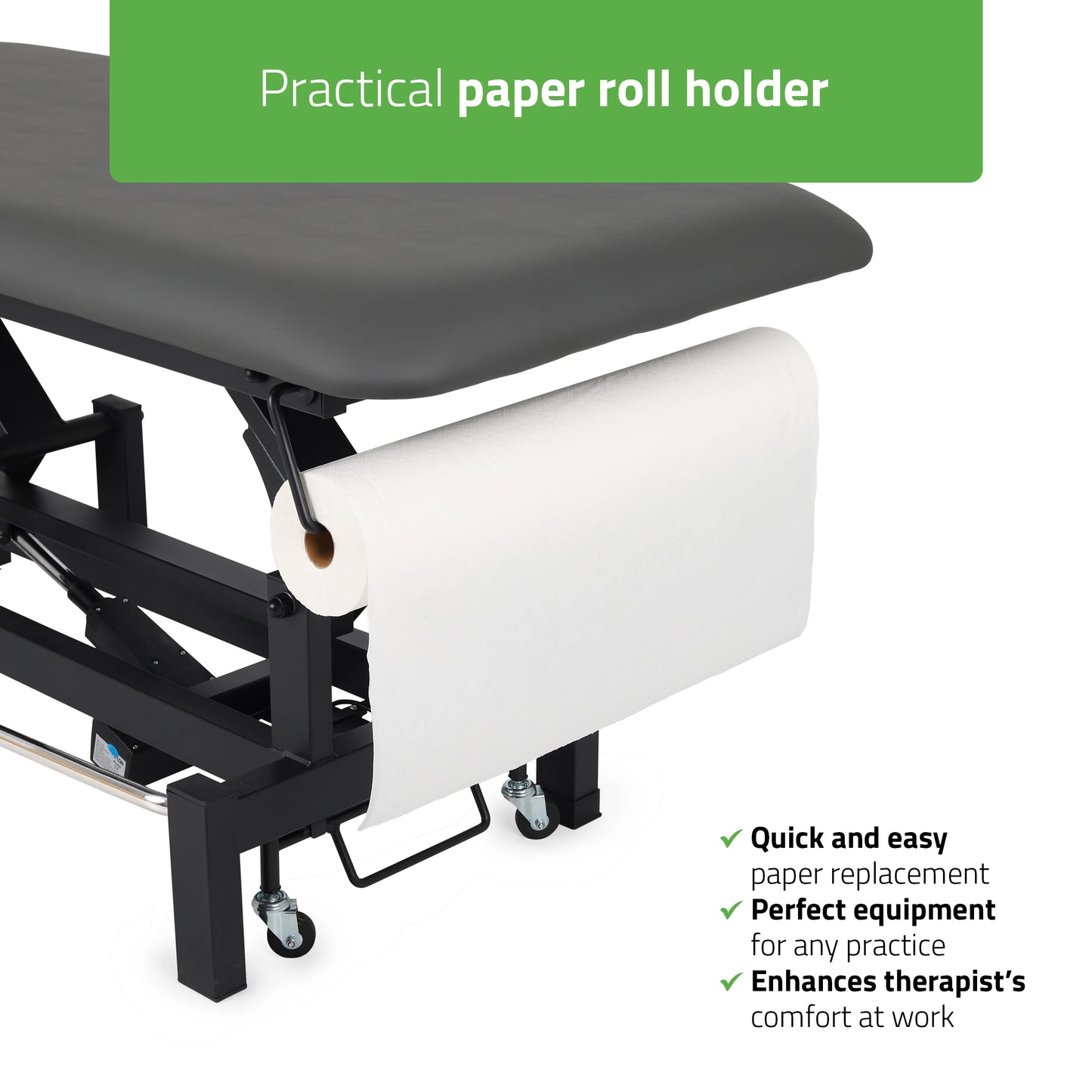 Fortis 2 ERGO Massagetafel, elektrische hoogteverstelling met voetbalkabel, ERGO kussen, K722 Grijs