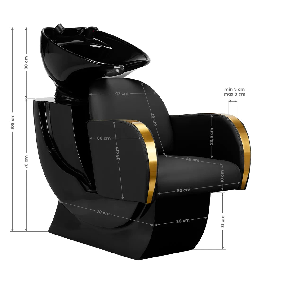 Hairdressing backwash Gabbiano Malaga gold black