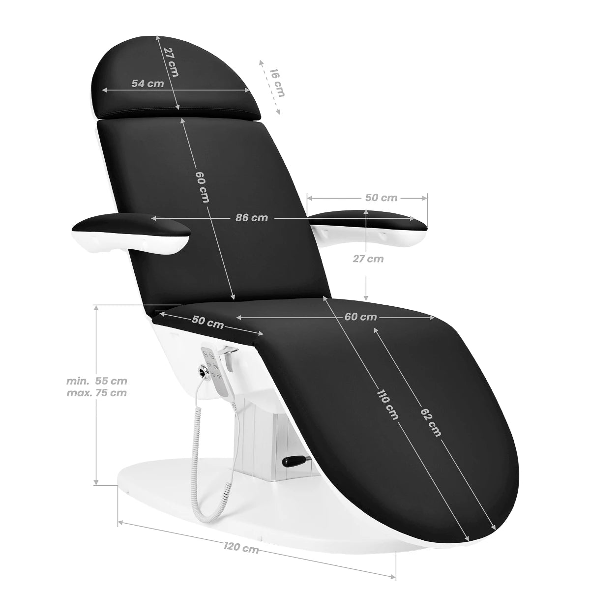 Sillon Elektriline Kosmeetiku kliendivoodi 2240 Eclipse, 3 mootoriga, must