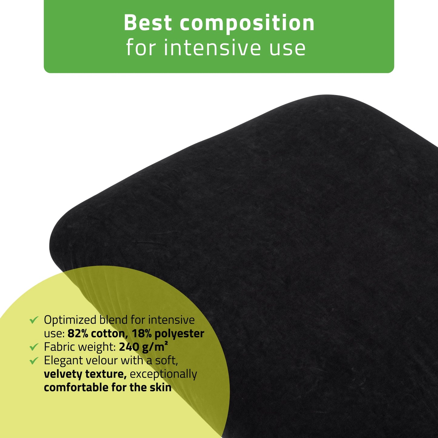 Velour sheet with elastic and ties for cosmetic chair, 70 × 190 cm black