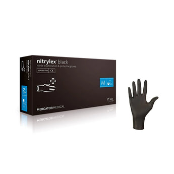 Nitrile gloves, powder-free, size M, black, 100 pieces, nitrylex®
