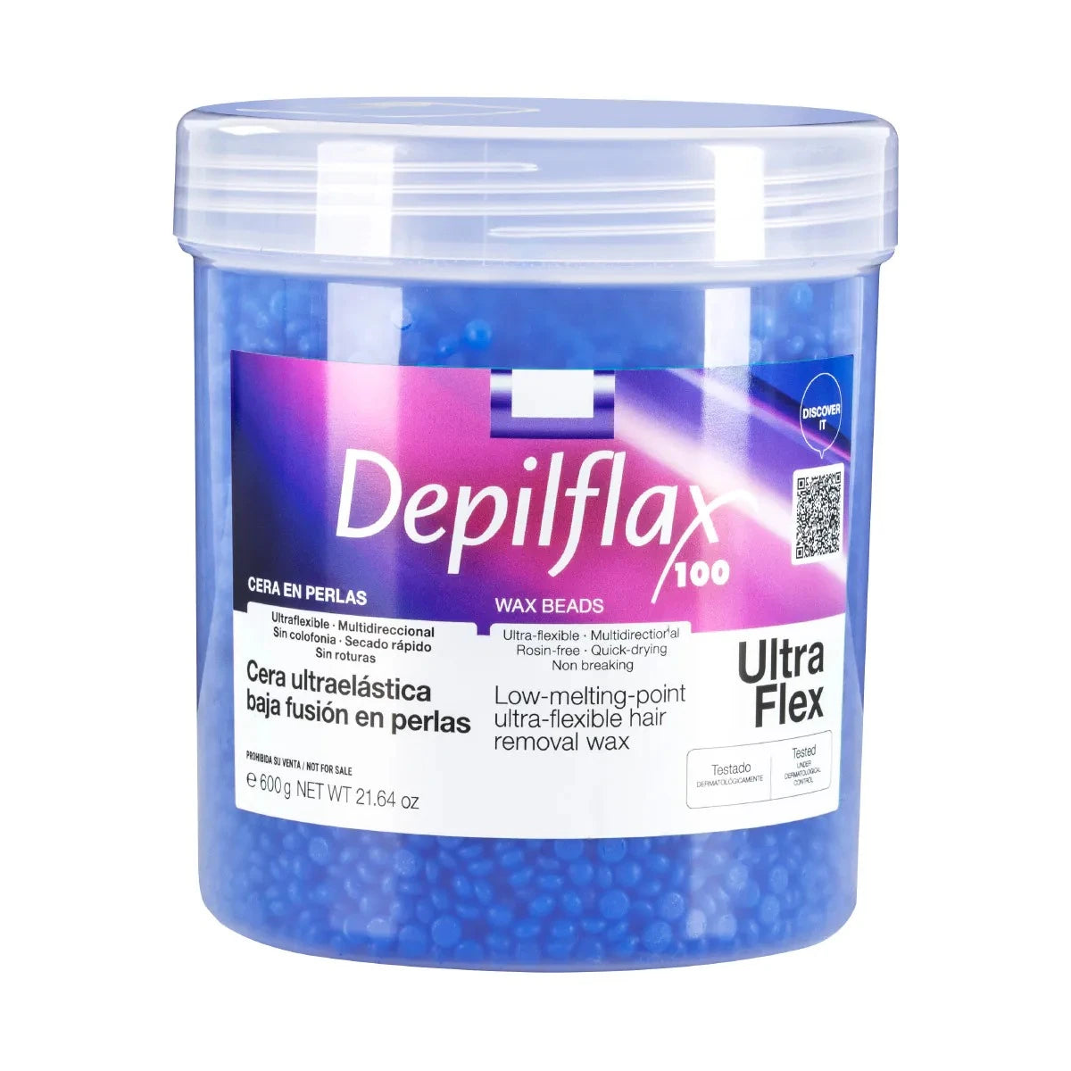 Depilflax Epilācijas vasks 100 Ultraflex, elastīgs, zema kušanas temperatūra, mauve ar titāna dioksīdu, 600 g
