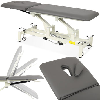 Ultima H2 therapy table, hydraulic adjustment, wheels, PVC gray