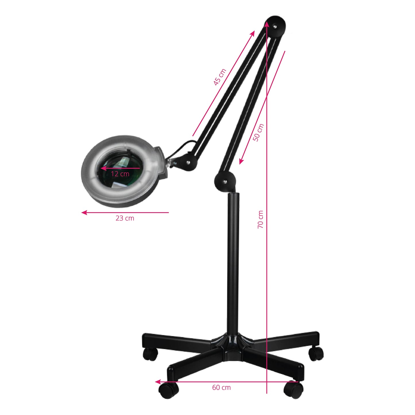 Padidinimo lempa su stovu LED S5, juoda