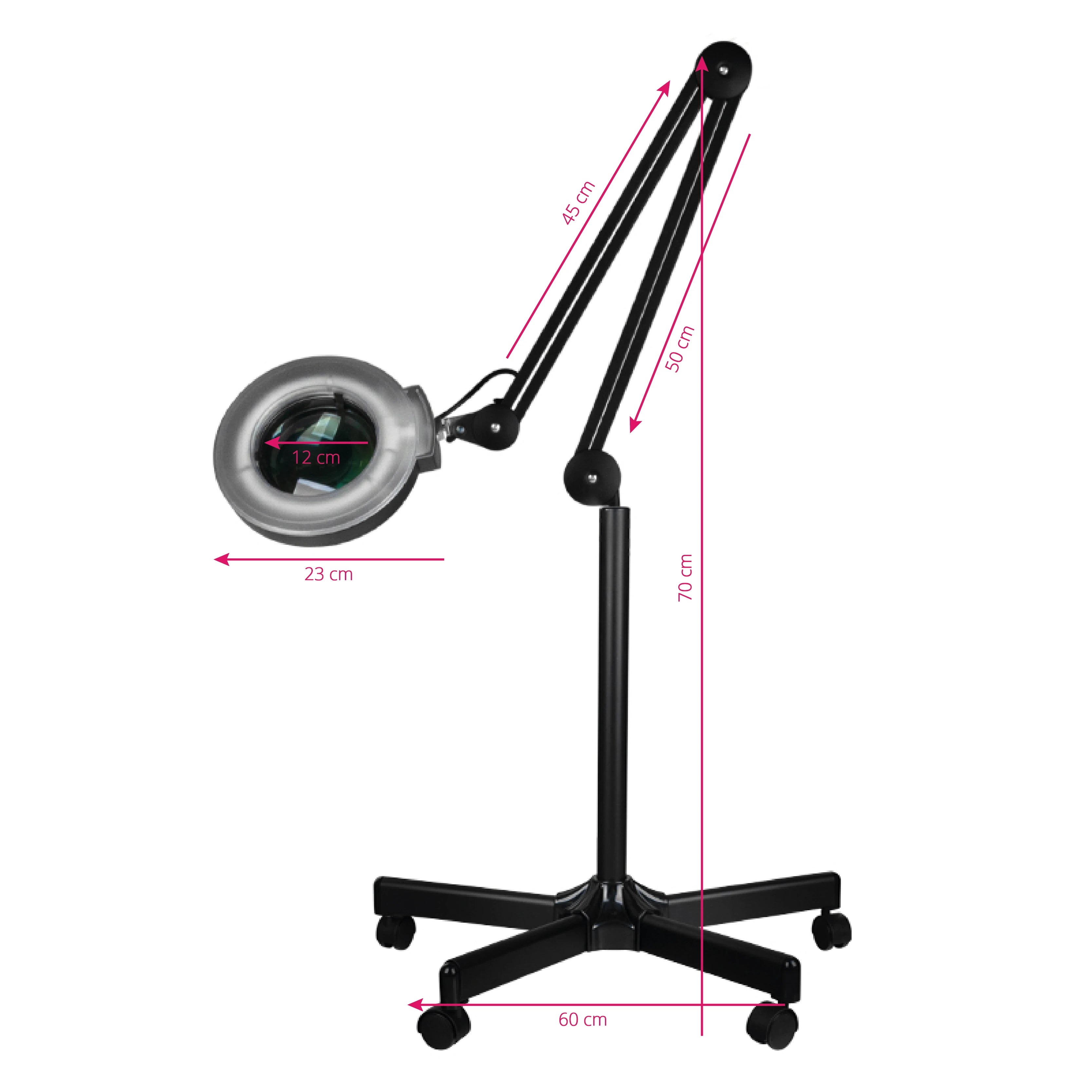 Padidinimo lempa su stovu LED S5, juoda