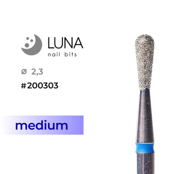 Luna Bits Dimanta frēzes uzgalis, apgrieztais konuss ar noapaļotu galu, 2,3/6,0 mm, zila, vidēja granulācija