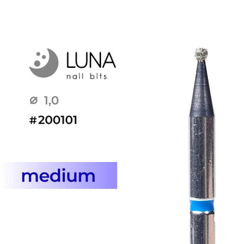 Diamond Nail Drill Bit Ball 1.0mm, Medium Grit (Blue)
