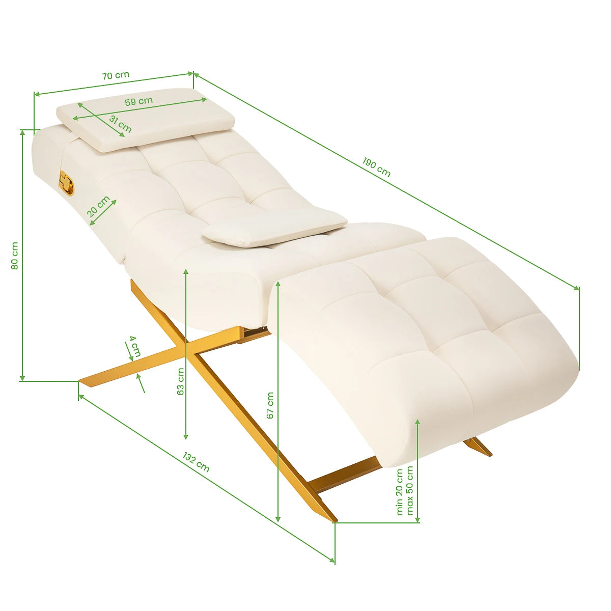 Sillon Umbra Behandelstoel voor wimperextensions, Wit met gouden voet