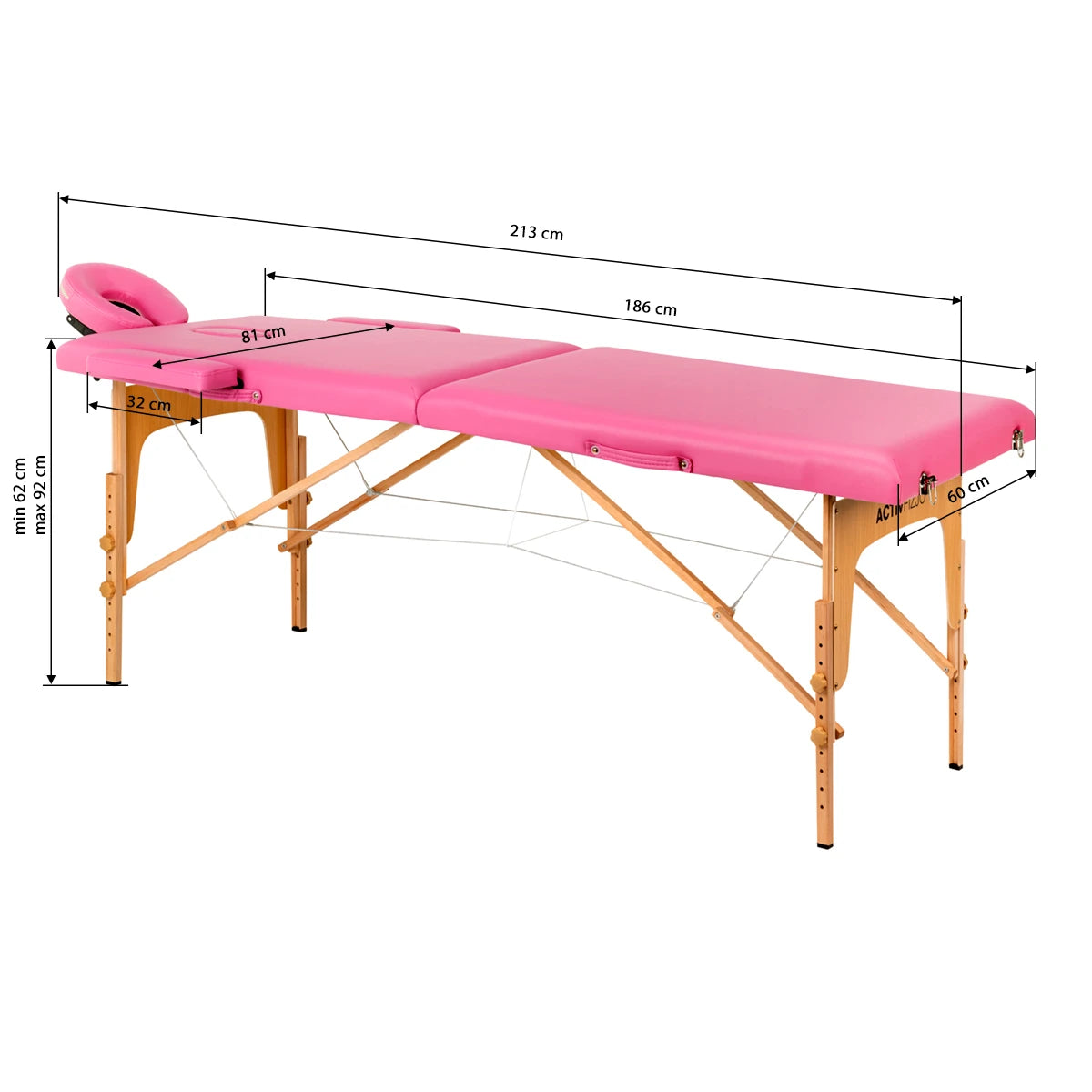 Bærbar massagebrikse træ Activ Fizjo comfort 2 segment rosa