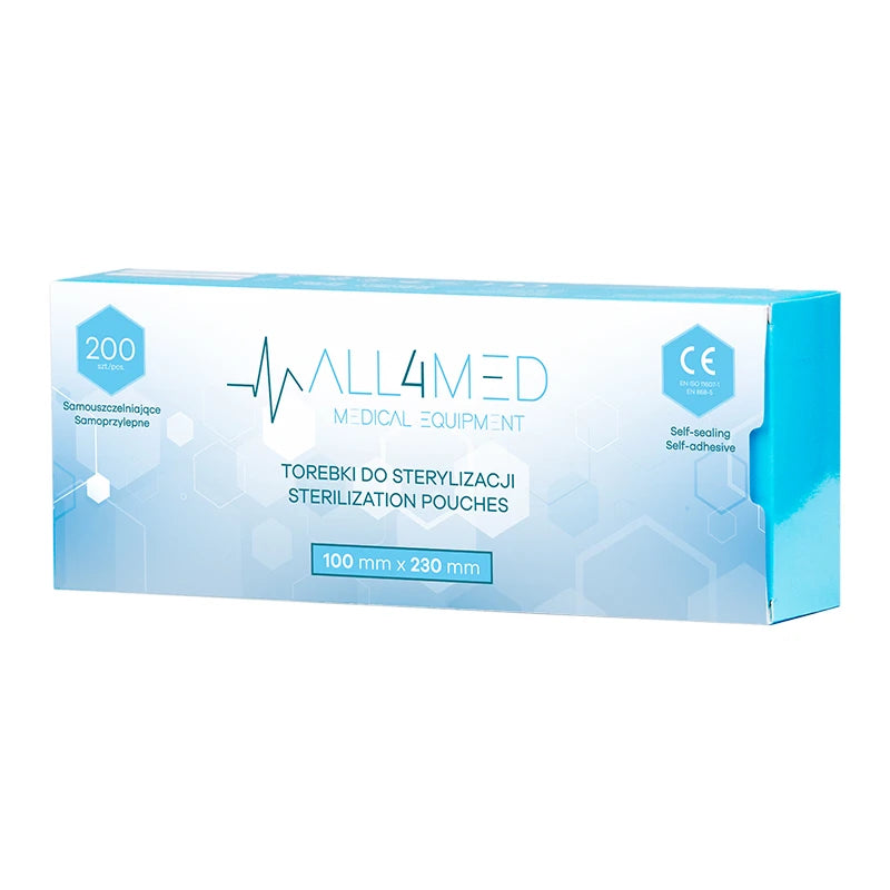 All4med Sterilizācijas maisiņi autoklāvam 100 mm x 230 mm, 200 gab.