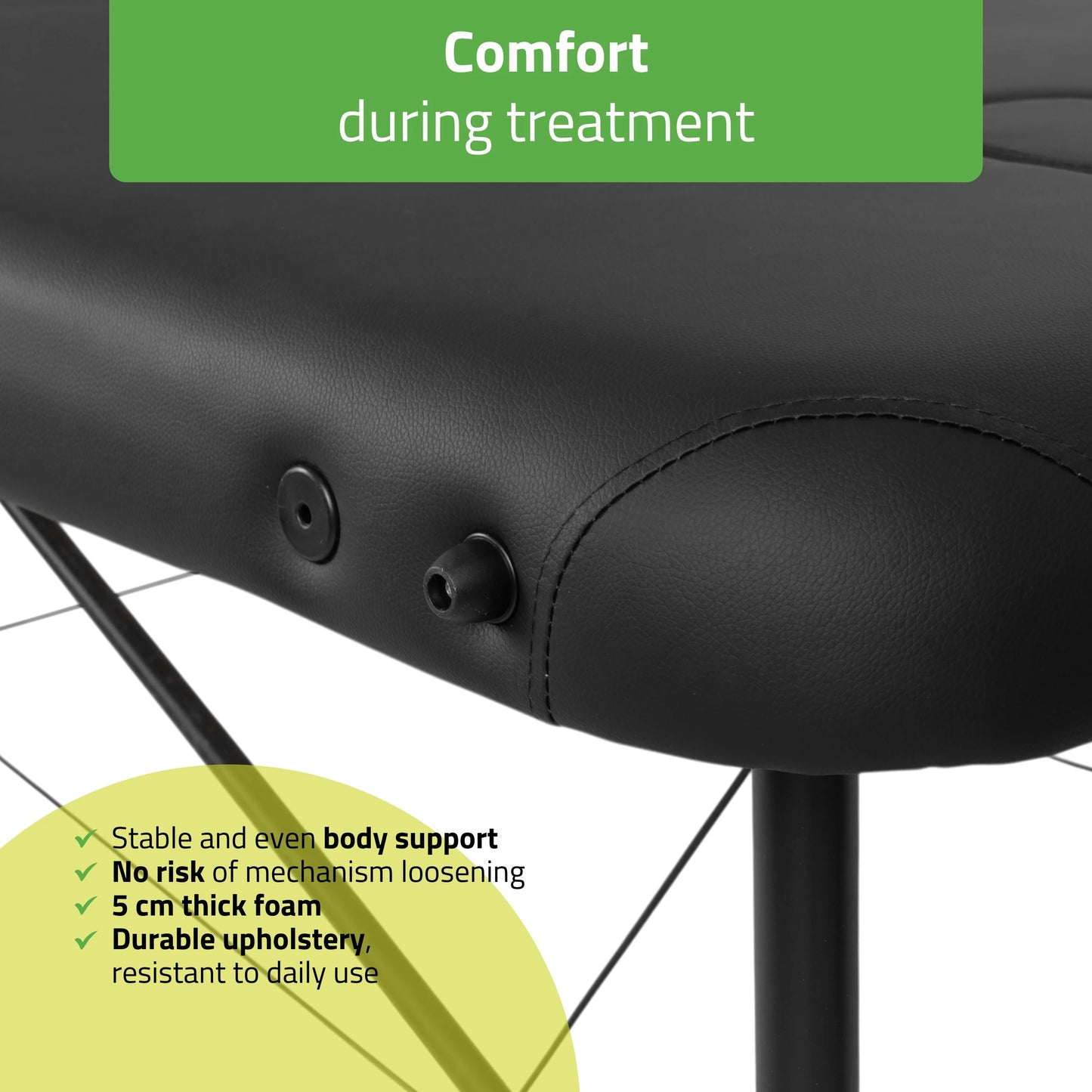 Pārnēsājams masāžas galds Rico 60 cm Comfy Base K515, melns