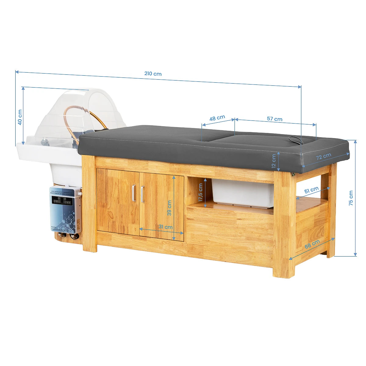 Gabbiano Head Spa Bali hair washing bed grey