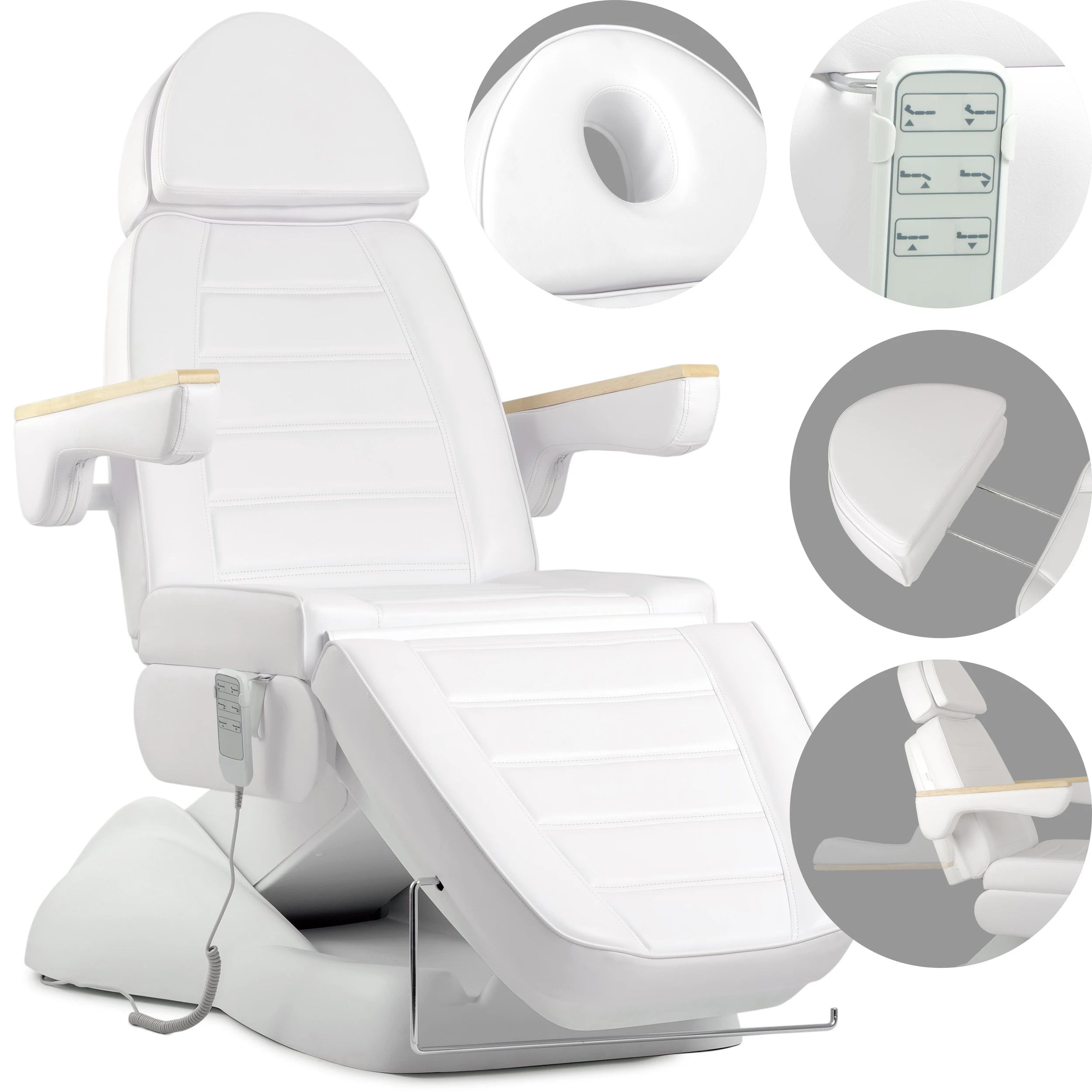 Elektriskā kosmetoloģijas krēsls - kušete Leo PRO 4 Comfy Base k501, balta