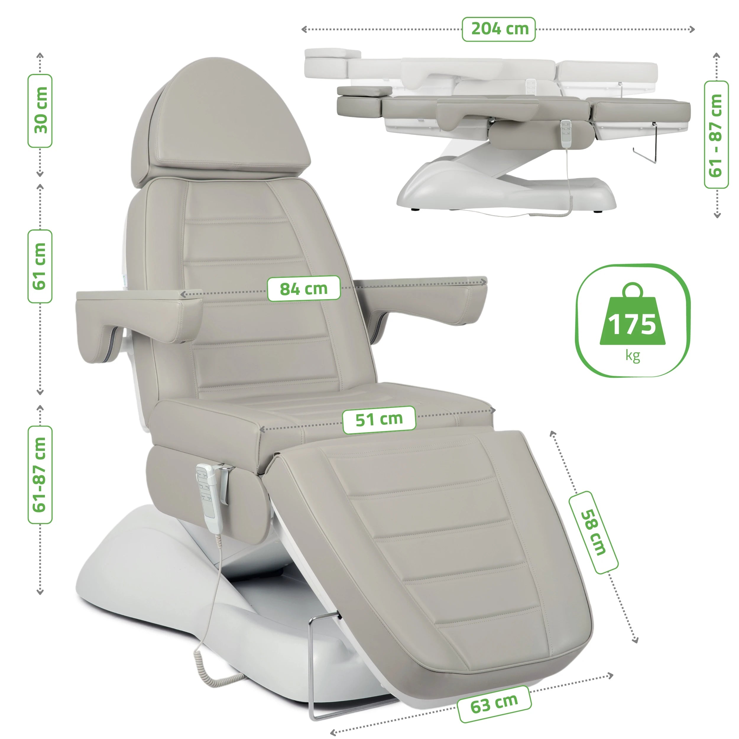 Elektriskā kosmetoloģijas kušete Leo PRO 4 Comfy Base 522, pelēka