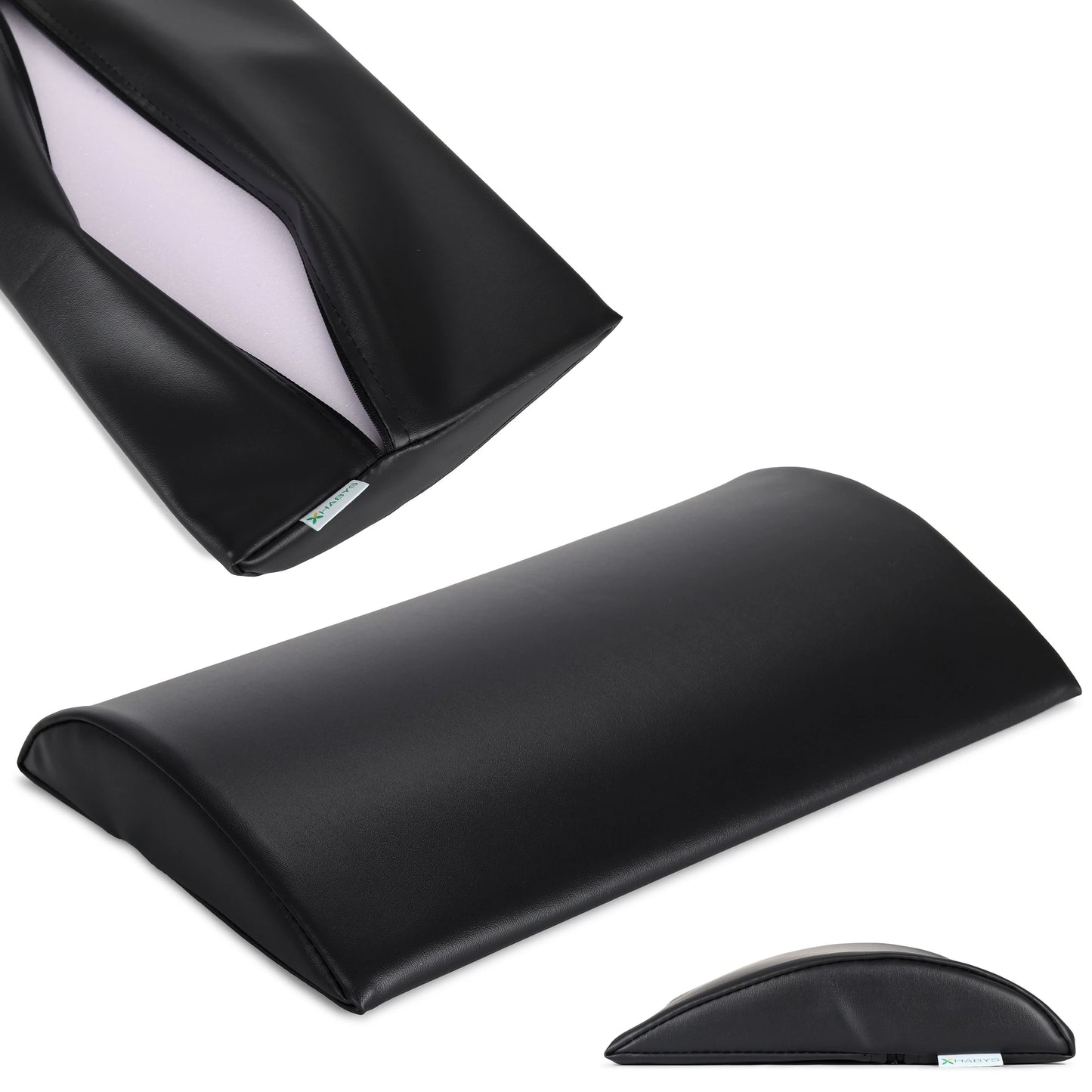 Semi Round Bolster Lumbar Massagerolle 40x25x5 cm K015, Schwarz