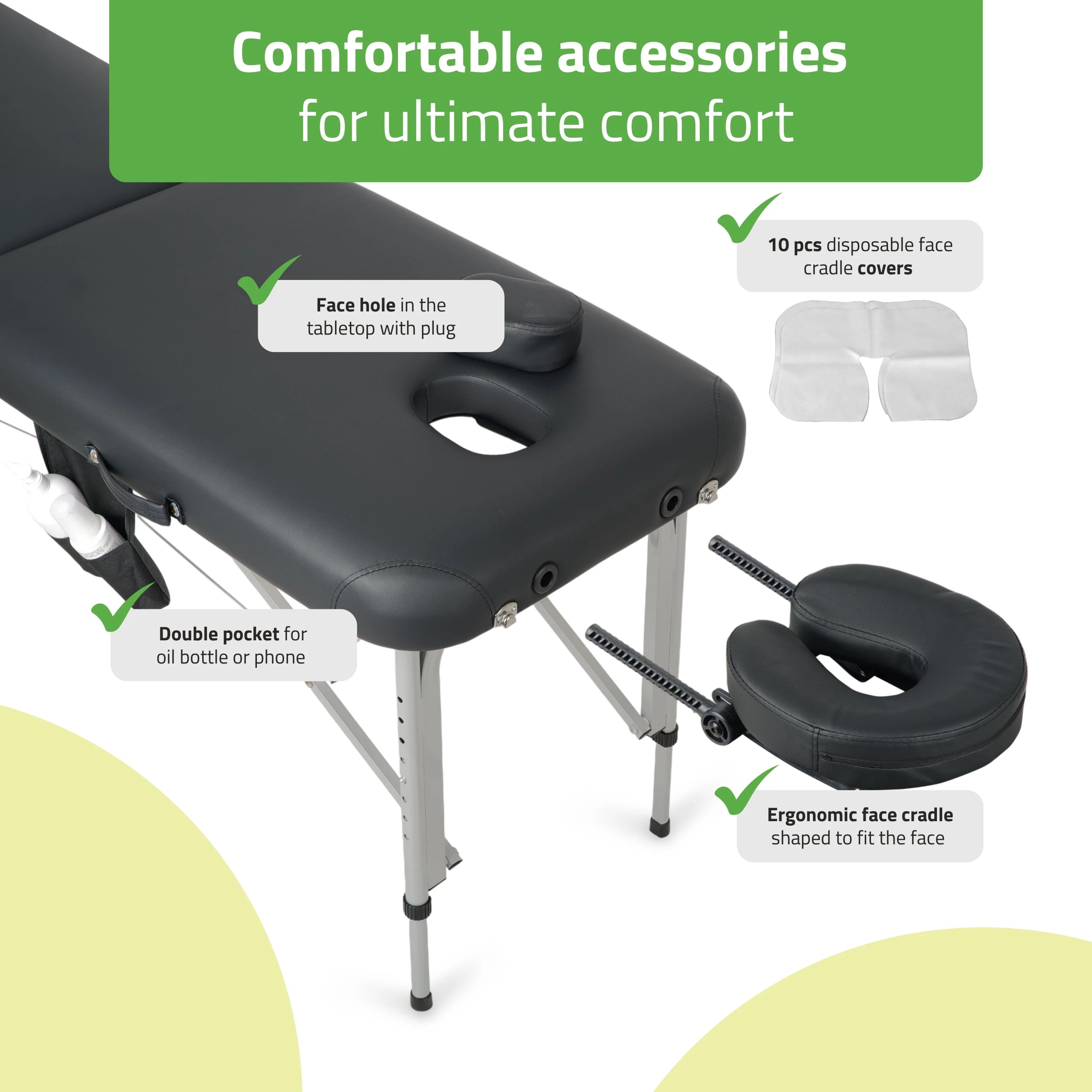 Portable massage table Vera 60 Comfy Base K515 Black