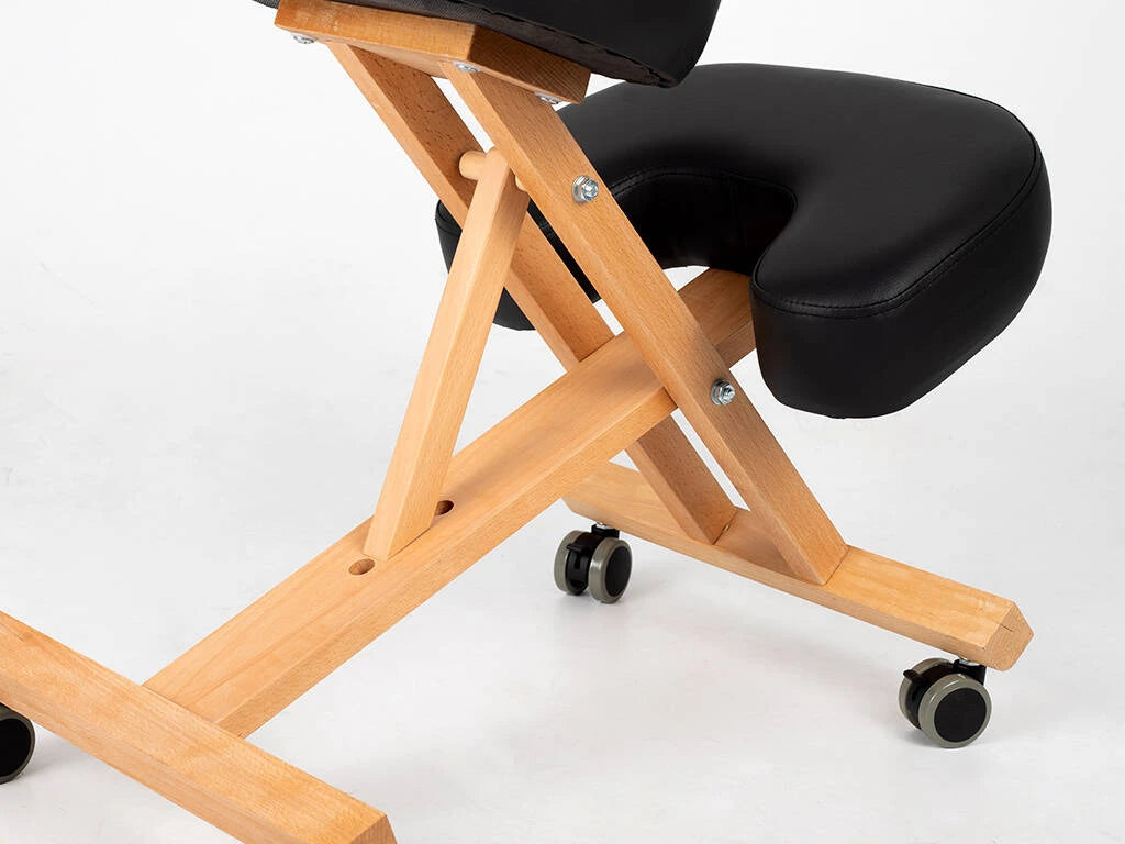 Ergonomic Kneeling Chair Ergo Simple, natural wood, castors with lock