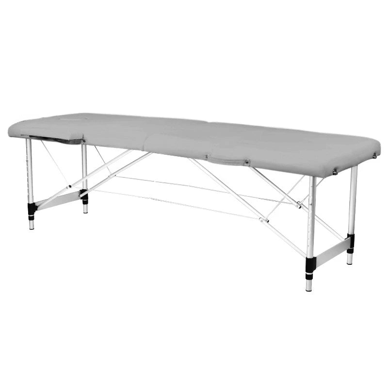 pliant table de massage, aluminium, 2-section, gris, comfort