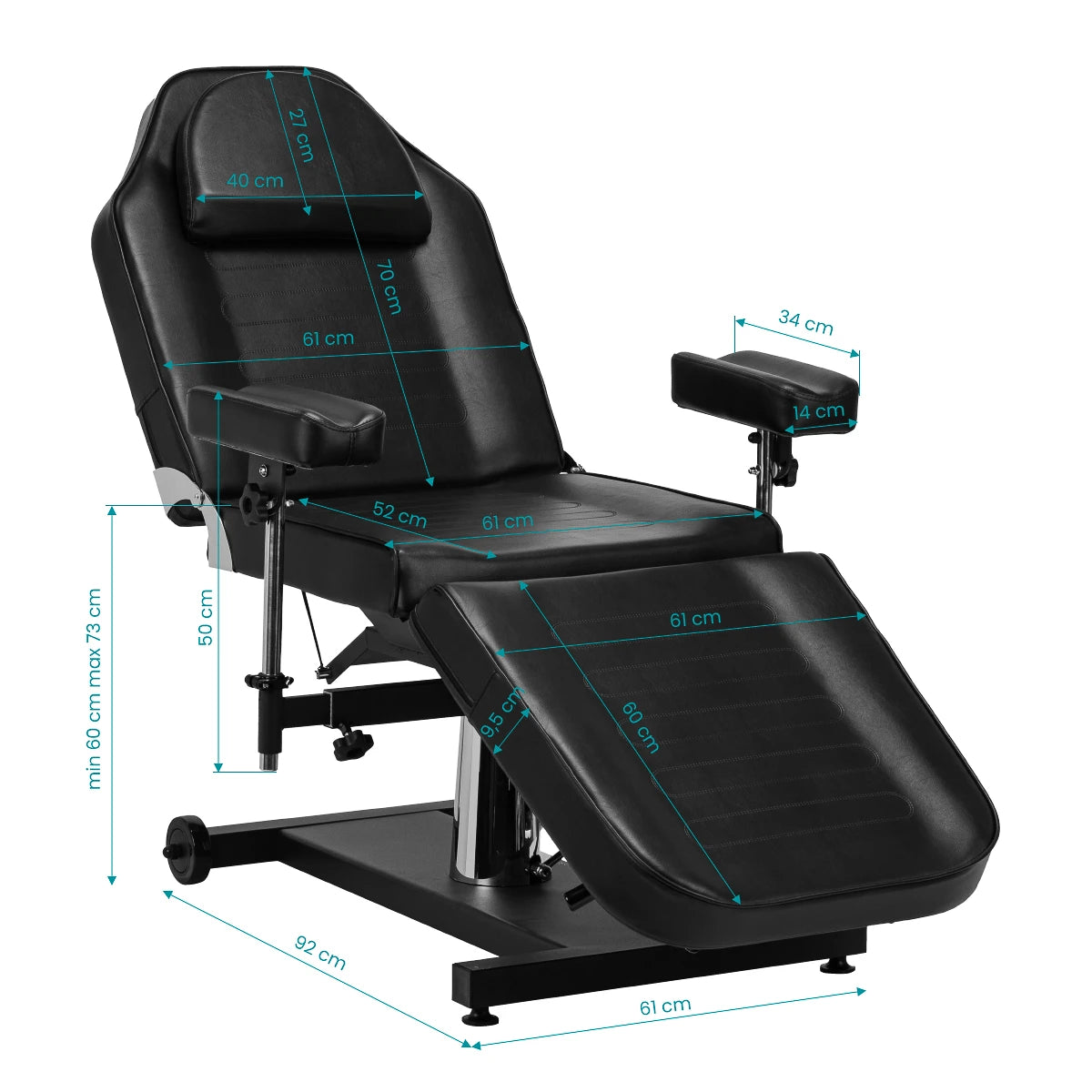 Pro Ink Hidrauliskais tetovēšanas krēsls 322F, melns