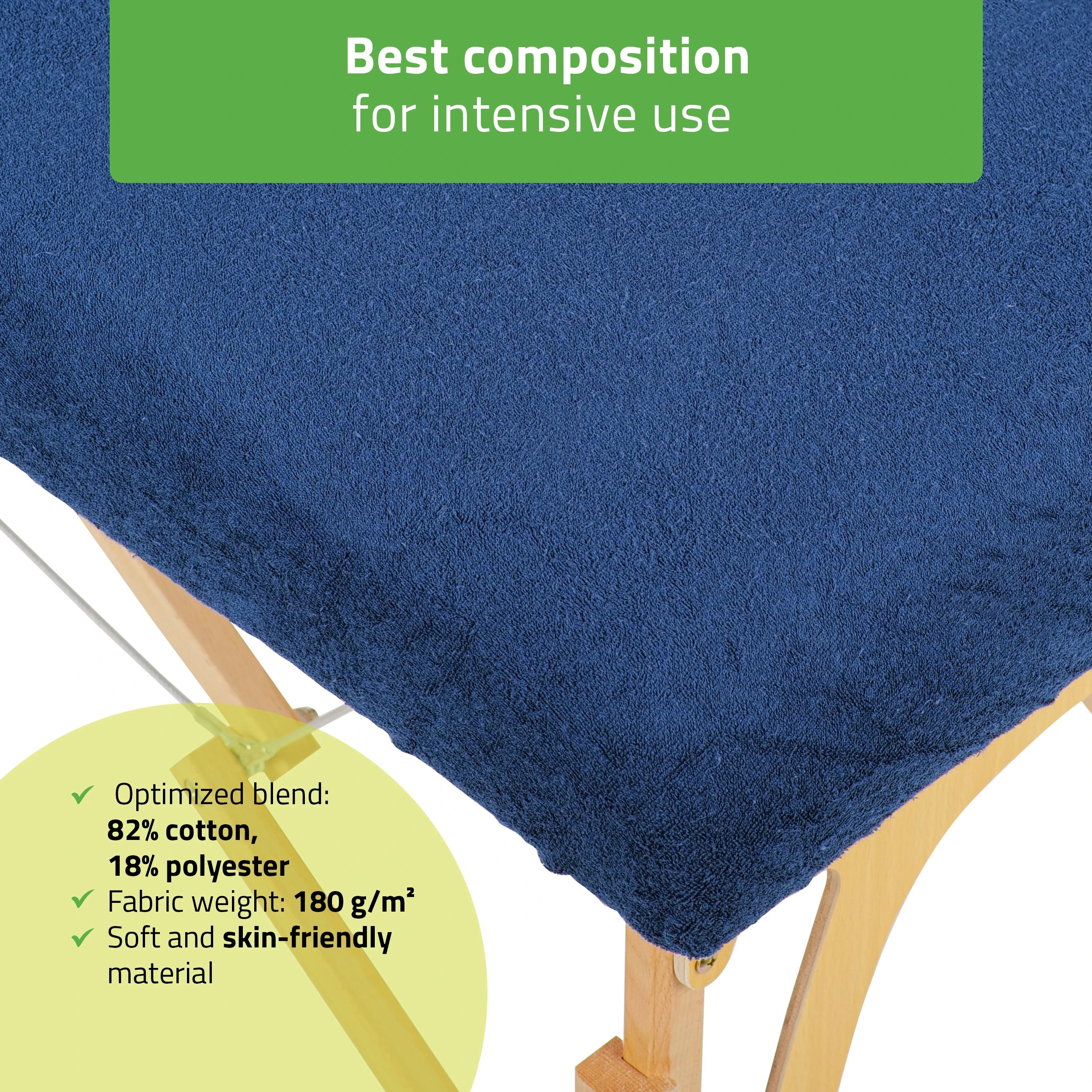 Set – 1-piece terry sheet for folding tables – 60/165 cm, navy blue terry headrest cover