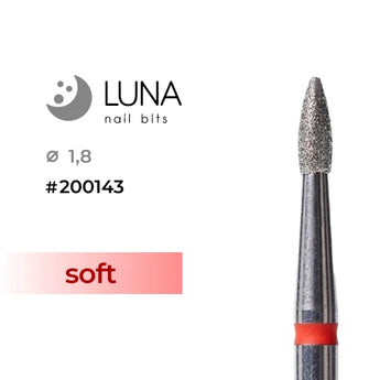 Luna Bits Dimanta frēzes uzgalis Liesma, 1,8–5 mm, sarkana, smalkgrauds