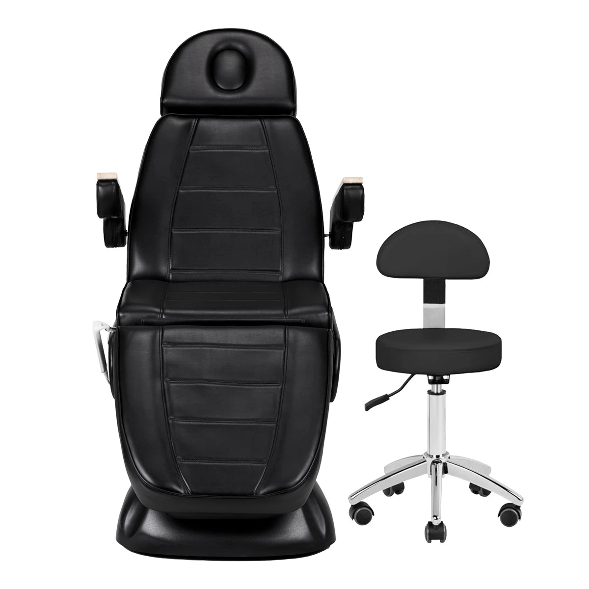 Komplekts - Kosmetoloģijas krēsls - kušete SILLON LUX 273b, melns + krēsls 304