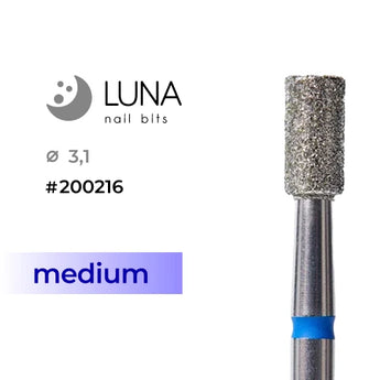 Dimanta frēzes uzgalis cilindrs, 3,1 mm x 6 mm, zils, vidēja grīda