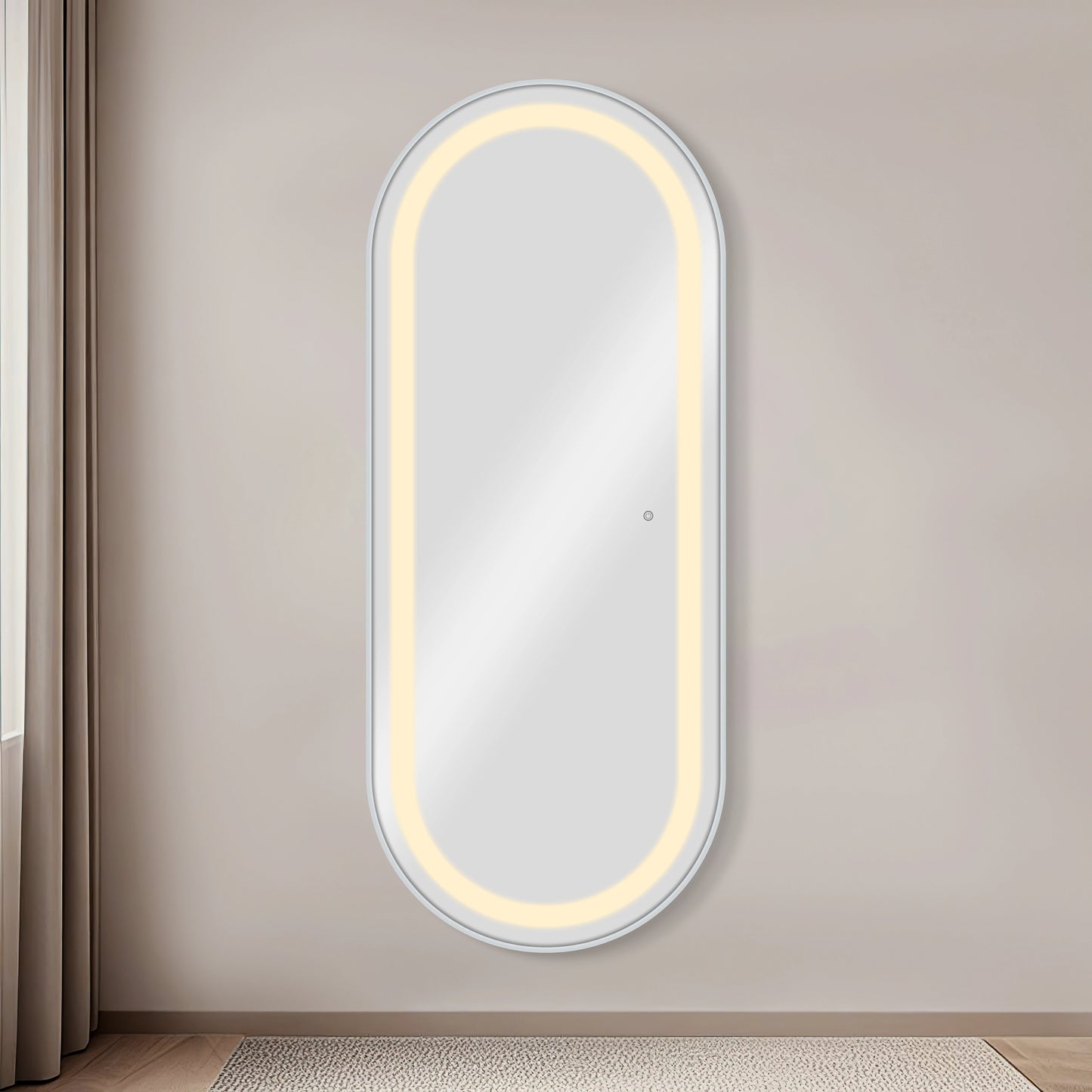 BLISS mirror with LED lighting, silver