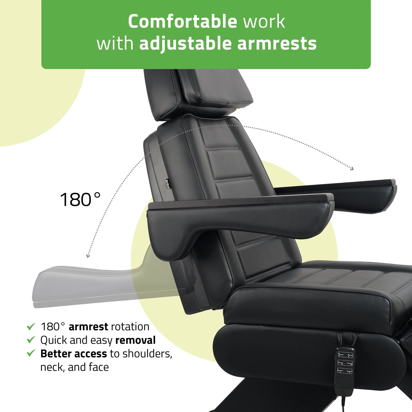 Elektriskā kosmetoloģijas krēsls - kušete Leo PRO 4 Comfy Base k515, melna