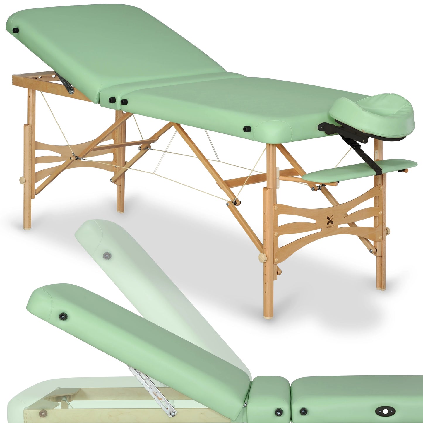 Massageliege Panda Plus Light Wood 70 Vinyl Flex K022, Grün