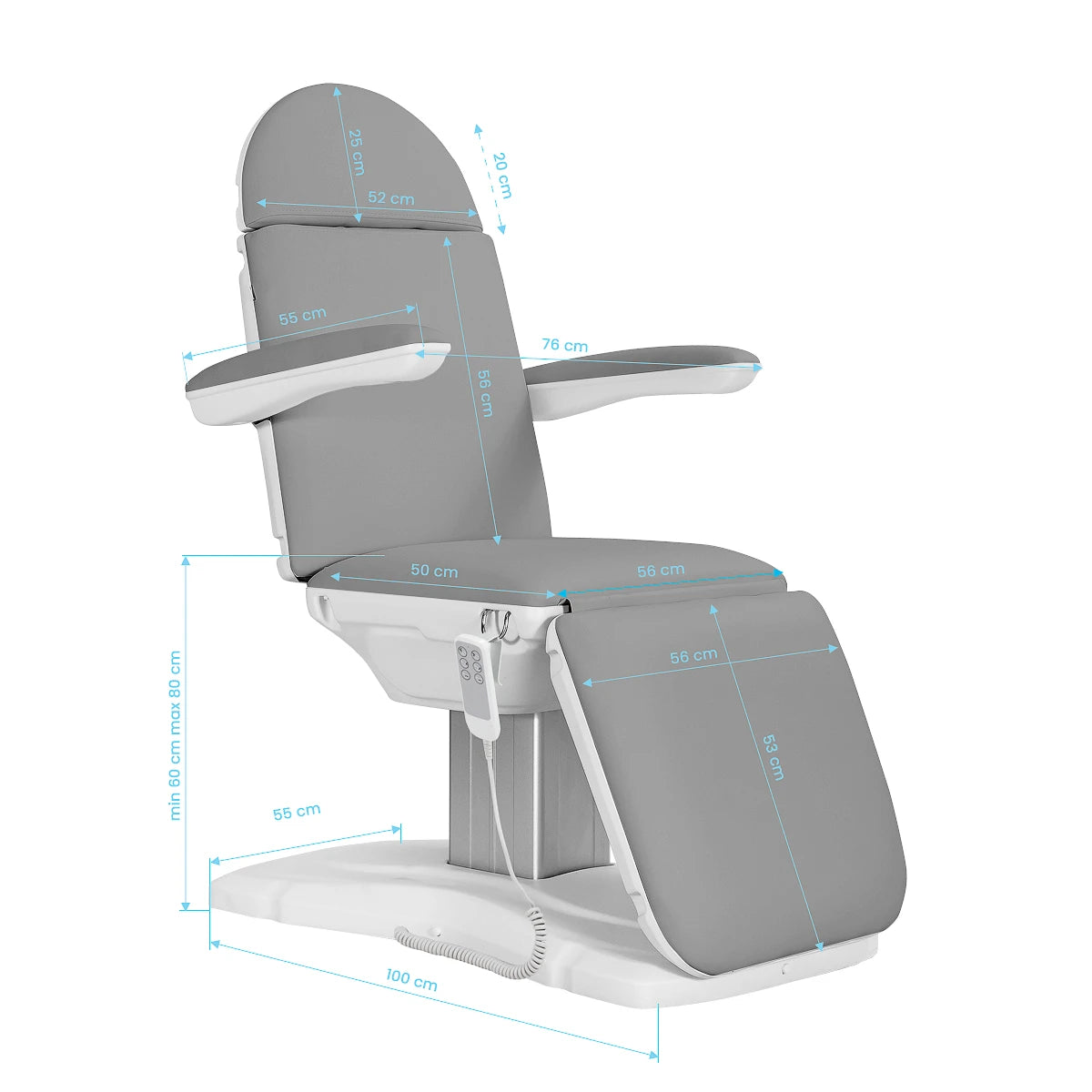 Sillon Eclipse elektrisk kosmetikstol 3 aktuatorer grå